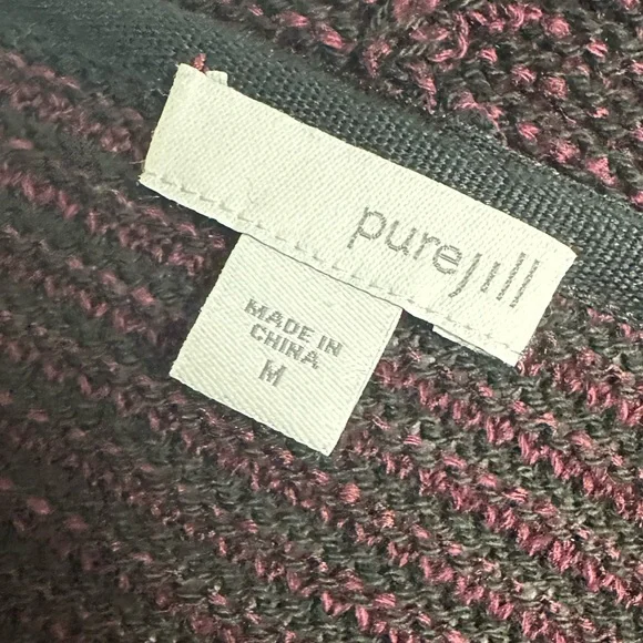 PUREJILL / Black & Maroon Cardigan Sweater / Medium / Preppy Goth Bohemian - Picture 11 of 13